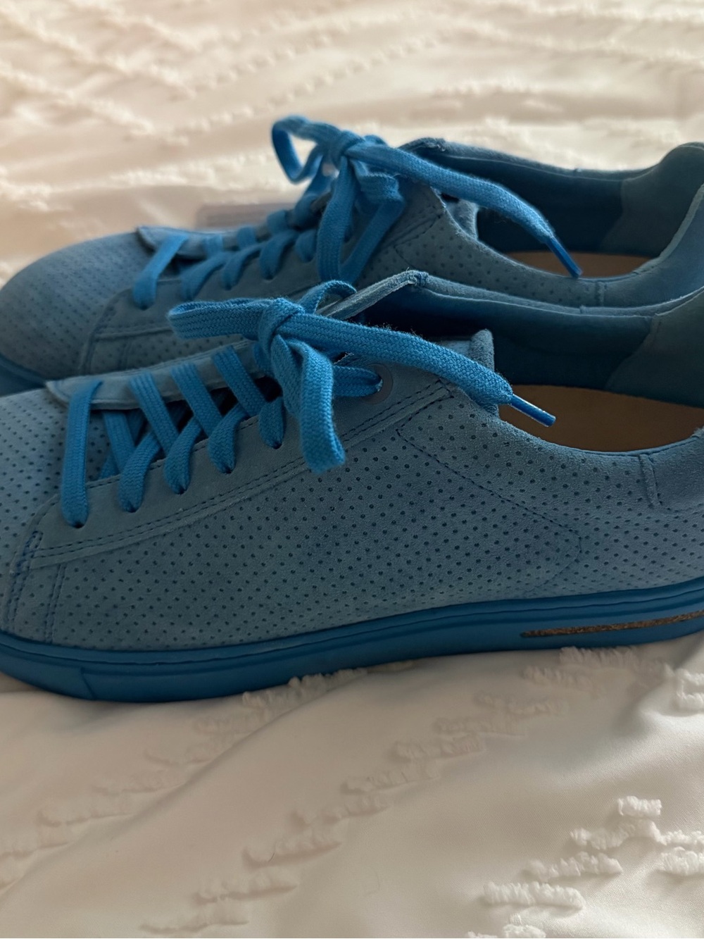 Birkenstock Women’s Light Blue Perforated Suede Sneakers size 9 - Picture 3 of 6